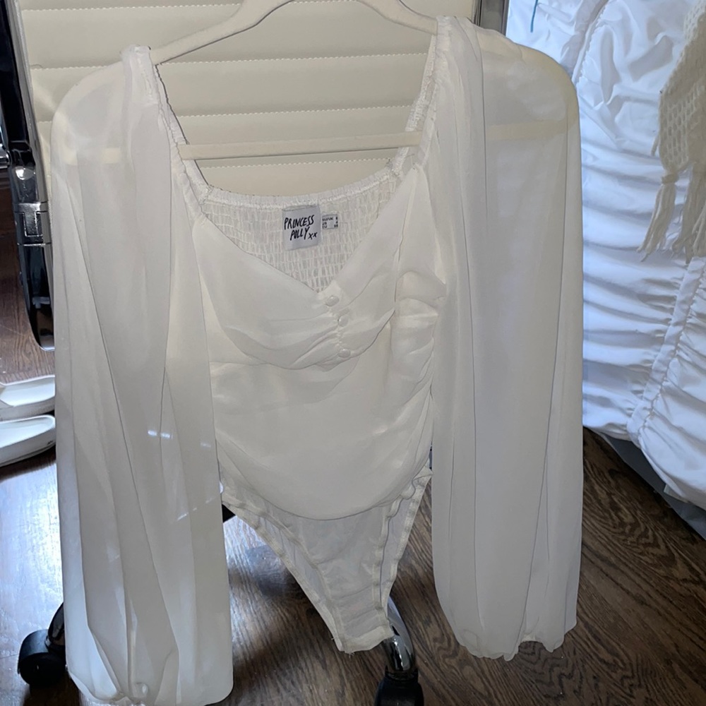 Princess Polly White Balloon Sleeve Bodysuit